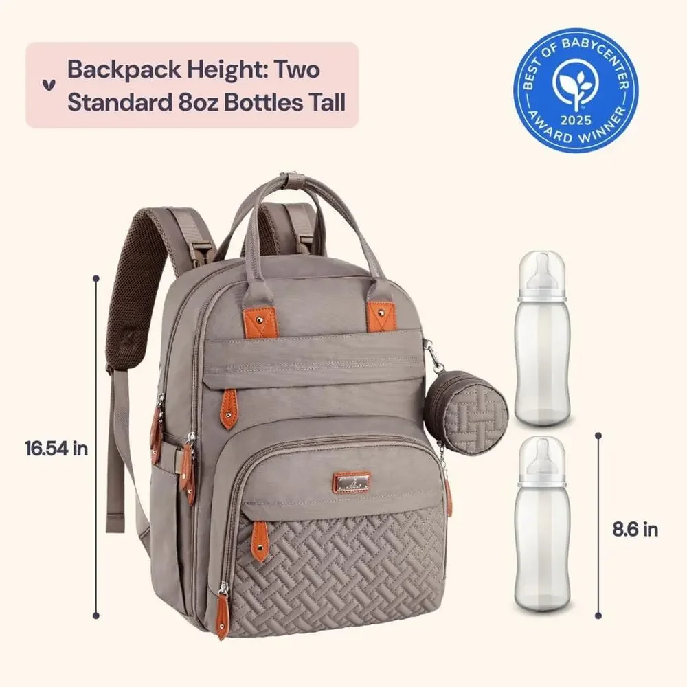 NWT! BabbleRoo Diaper Bag Khaki Backpack Multi Function Travel Tote